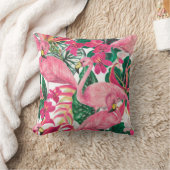 フラミンゴ絵画付き水彩継ぎ目無し模様 クッション (ブランケット)