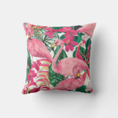 フラミンゴ絵画付き水彩継ぎ目無し模様 クッション (裏面)