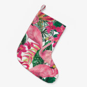 フラミンゴ絵画付き水彩継ぎ目無し模様 スモールクリスマスストッキング (正面 (吊り時))