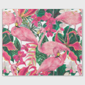 フラミンゴ絵画付き水彩継ぎ目無し模様 ラッピングペーパー (フラット)