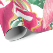 フラミンゴ絵画付き水彩継ぎ目無し模様 ラッピングペーパー (ロールコーナー)