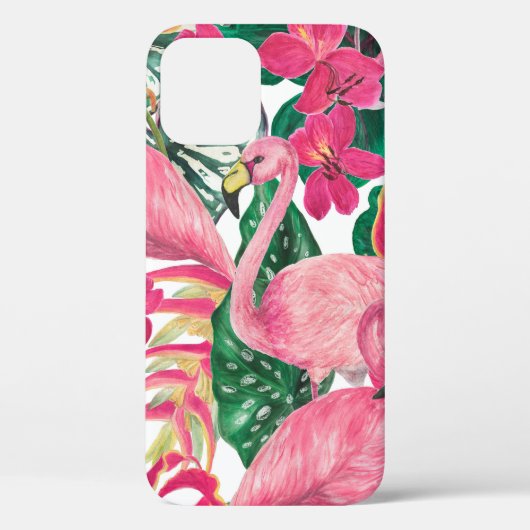 フラミンゴ絵画付き水彩継ぎ目無し模様 Case-Mate iPhoneケース (裏面)