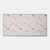 フラミンゴ羽オン水玉模様 デスクマット (正面)