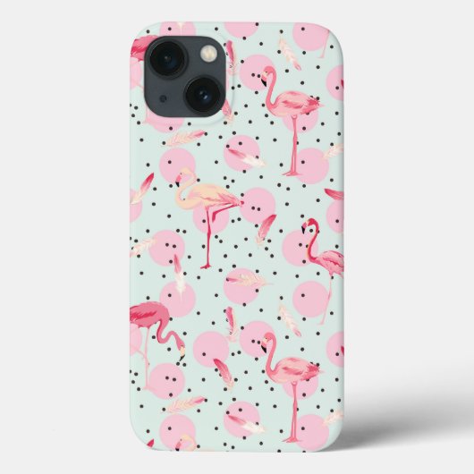 フラミンゴ羽オン水玉模様 Case-Mate iPhoneケース (裏面)