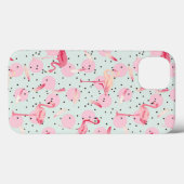 フラミンゴ羽オン水玉模様 Case-Mate iPhoneケース (裏面 (横))