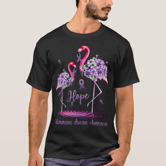フラミンゴ自己免疫疾患認識度 Tシャツ (正面)