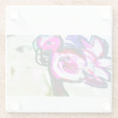 フラミンゴ花の喜び ガラスコースター (裏面)