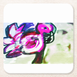 フラミンゴ花の喜び スクエアペーパーコースター