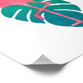 フラミンゴ葉トロピカルシティカラーアート ポスター (角)