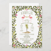 フラミンゴ葉ベビーシャワー招待状 招待状 (正面/裏面)