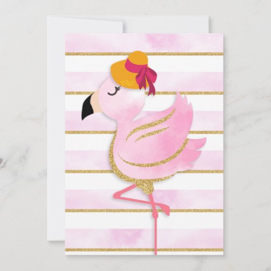 フラミンゴ誕生日の招待 招待状 (裏面)