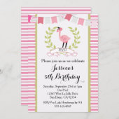 フラミンゴ誕生日パーティーの招待 招待状 (正面/裏面)