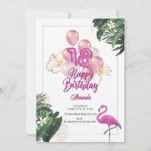 フラミンゴ誕生日パーティーの招待, 18誕生日 招待状 (正面)
