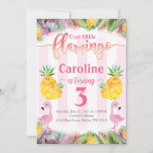 フラミンゴ誕生日パーティーへの招待パイナップル 招待状 (正面)