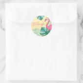 フラミンゴ誕生日パーティー – Let's Flamingleステッカー ラウンドシール (バッグ)