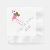 フラミンゴ誕生日パーティーinクリスマス 縁ありカクテルナプキン (正面)