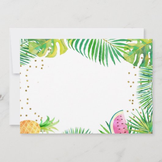 フラミンゴ誕生日プールパーティートロピカルガール写真 招待状 (裏面)