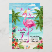 フラミンゴ誕生日招待状フラミンゴ誕生日 招待状 (正面/裏面)