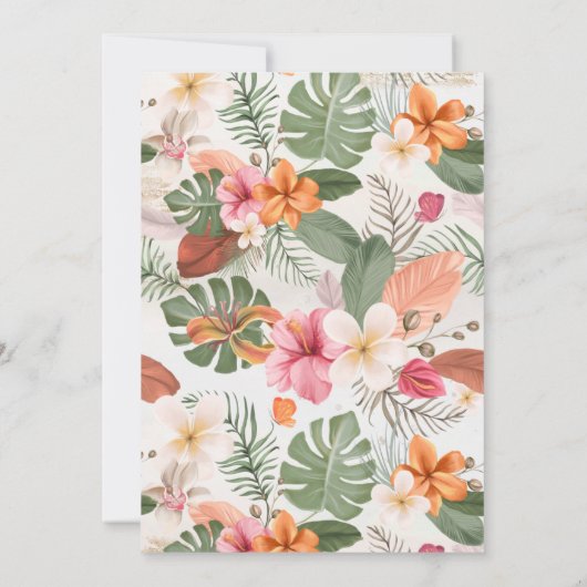 フラミンゴ誕生日招待状熱帯性 招待状 (裏面)