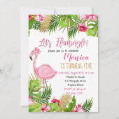 フラミンゴ誕生日招待状 招待状 (正面)