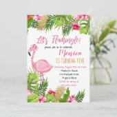 フラミンゴ誕生日招待状 招待状 (スタンド正面)