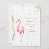 フラミンゴ誕生日招待状 招待状 (正面)