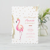 フラミンゴ誕生日招待状 招待状 (スタンド正面)