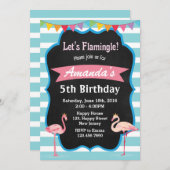 フラミンゴ誕生日招待状 招待状 (正面/裏面)