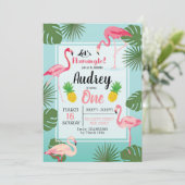 フラミンゴ誕生日招待状 招待状 (スタンド正面)