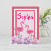 フラミンゴ誕生日 招待状 (スタンド正面)