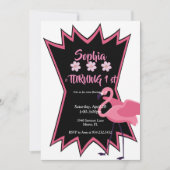 フラミンゴ誕生日 招待状 (正面)