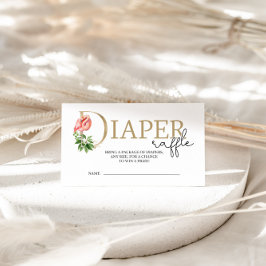 フラミンゴ赤ちゃんシャワーおむつラッフルエンクロージャカード エンクロージャーカード