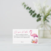 フラミンゴ赤ちゃんシャワーおむつラッフルカード エンクロージャーカード (スタンド正面)