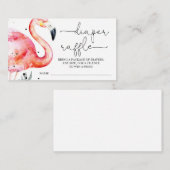 フラミンゴ赤ちゃんシャワーおむつラッフル エンクロージャーカード (正面/裏面)