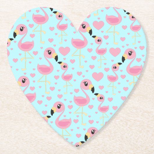 フラミンゴ赤ちゃんシャワーかわいいトロピカル ペーパーコースター (正面)