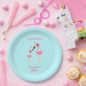 フラミンゴ赤ちゃんシャワーかわいいトロピカル ペーパープレート (パーティー)