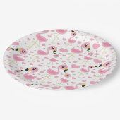 フラミンゴ赤ちゃんシャワーかわいいトロピカル ペーパープレート (アングル)
