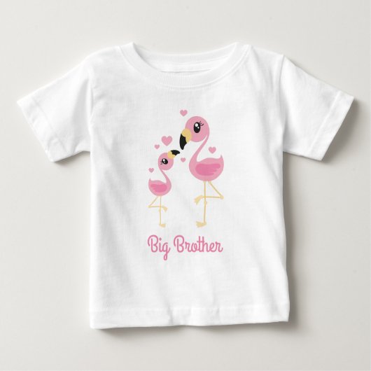 フラミンゴ赤ちゃんシャワーかわいい熱帯大兄 ベビーTシャツ (正面)