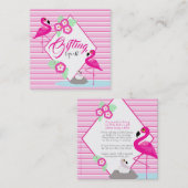 フラミンゴ赤ちゃんシャワーブックギフトのリクエストカード スクエア名刺 (正面/裏面)