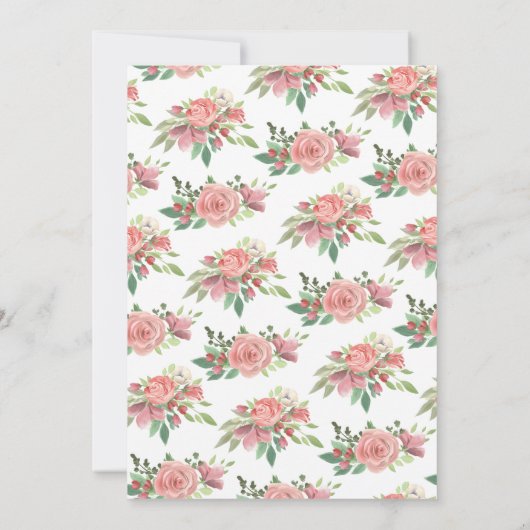 フラミンゴ赤ちゃんシャワーモダン、フローラピンクフラミンゴ 招待状 (裏面)