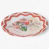 フラミンゴ赤ちゃんシャワー ペーパープレート (アングル)