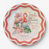 フラミンゴ赤ちゃんシャワー ペーパープレート (正面)