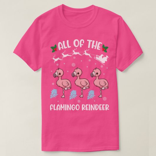 フラミンゴ踊り一緒にクリスマスすべてのフラミンゴ Tシャツ (デザイン正面)