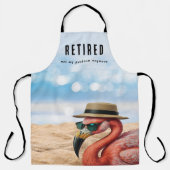 フラミンゴ退職したオンビーチハット&サングラス エプロン (正面)