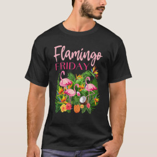フラミンゴ金曜日熱帯植物とハイビスカス1 Tシャツ