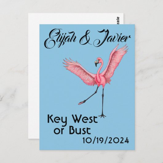 フラミンゴ鍵ウェストまたはバストゲイ目的地の結婚式 ポストカード (正面/裏面)