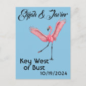 フラミンゴ鍵ウェストまたはバストゲイ目的地の結婚式 ポストカード (正面)