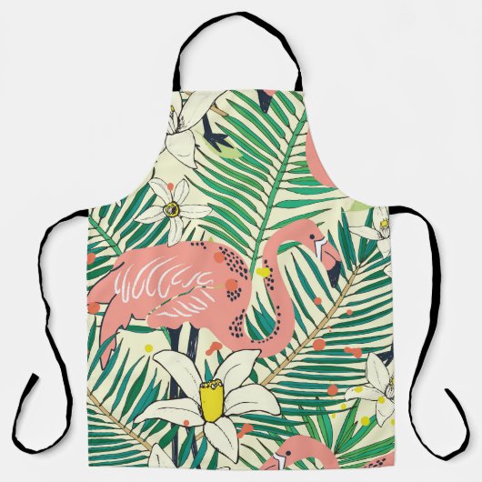 フラミンゴ離れパームヴィンテージ:熱帯 エプロン (正面)