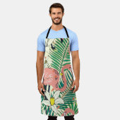 フラミンゴ離れパームヴィンテージ:熱帯 エプロン (着用した状態)