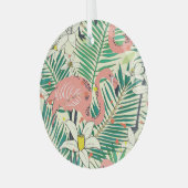 フラミンゴ離れパームヴィンテージ:熱帯 ガラスオーナメント (正面左)